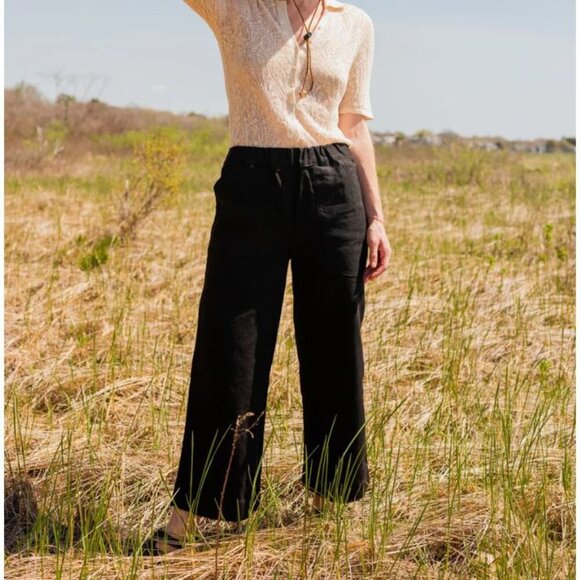 herself Clothing Portland Maine Bridget Straight Leg Pant in White Cotton Large - Picture 2 of 7